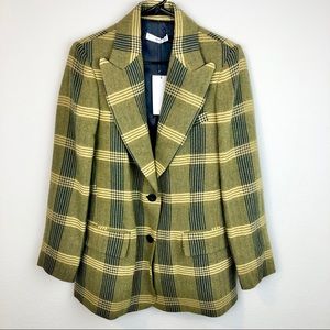 MNG Mango Yellow Check Plaid Blazer Jacket XXS